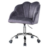 ZUN Dark Grey and Chrome Barrel Office Chair with Adjustable Lift B062P189067