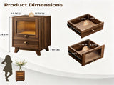 () 2-Drawer Bedside with Frosted Glass MDF and Melamine Veneer Bedside 82405492