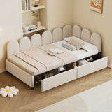Twin size Upholstered Daybed with 2 Drawers, Velvet Sofabed with Soft Fabric Headboard, No N733P194900A