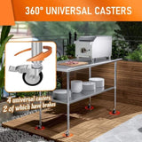 Stainless Steel 24 x 60 Inches Metal Prep with wheels Adjustable Undershelf, Stainless W1192P340898