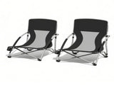 Black Set of 2 Folding Beach Chairs with Mesh Back Carry Bag & Cup Holder for Outdoor Camping Lawn 29944345