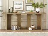 Modern and Curved Design Ash Veneer Console Table with Shelf,Suitable for Entryway,Hallway N711P241287O