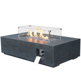 52 Inch Outdoor Concrete Propane gas rectangle Fire Pit table in Dark Gray color W2620P182374