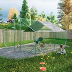 ZUN Large Metal Chicken Coop, Walk-in Chicken Run,Galvanized Wire Poultry Chicken Hen Pen Cage, Rabbits W2505P184744