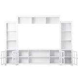 ZUN Minimalism Style Entertainment Wall Unit with Bridge, Modern TV Console Table for TVs Up to 70", 47316990