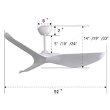 52 Inch Indoor Ceiling Fan without Light, 6 Speeds Reversible DC Motor, 3 ABS Blade Ceiling Fan W882P212624