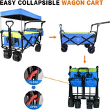 Collapsible Wagon cart with Removable Canopy, Large All Terrain Wheels, Brake, Adjustable 85122859