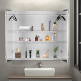LED Bathroom Wall Cabinet, Double Door Bathroom Mirror Cabinet, white 80523625