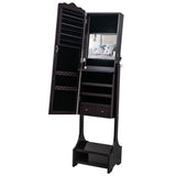 ZUN Non Full Mirror Wooden Floor Standing 3-Layer Shelf With Inner Mirror 2 Drawers 17 Cosmetic Brush 63737822