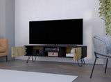 Black and Macadamia Hairpin Legs TV Rack B062P175180