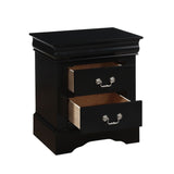 2 Drawers Wooden Nightstand in Black Finish B016P252925