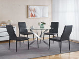 Dining Table with cross metal leg and tempered glass,Modern Space Saving Kitchen Table for Living 36989870