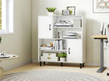 4-Tier Open Shelf Storage Cabinet with 2 Doors, 176 LBS Total Capacity for Entryway & Living 22873574
