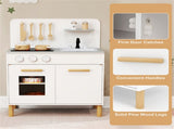 White Kids Interactive Wooden Kitchen Playset with Realistic Lights & Sounds 02819061