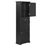 ZUN Tall Bathroom Storage Cabinet, Freestanding Storage Cabinet with Drawer and Adjustable Shelf, MDF WF312727AAB