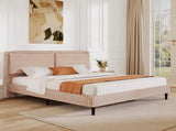 Simple Modern Camel Plush Soft Bed Comfortable Backrest Bedroom Bed,Queen N769P292572E