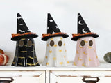 Halloween Decor Indoor, Set of 3 Ceramic Ghosts with Witch Hats, Cute Spooky Ghost Figurines for 61962924