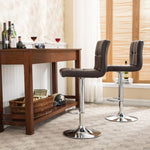 ZUN Swivel Faux Leather Adjustable Hydraulic Bar Stool, Set of 2, Brown T2574P164840