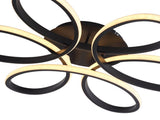 23 inch Modern LED Ceiling Light, 6 Rings Flower Flush Mount Light Fixture with Remote Control Black W5008P467008