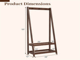 100% Solid Rubber Wood Freestanding Coat Rack, A-Frame Stable Garment Hanger with 3 Hooks & 2 56123368