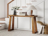 Walnut Solid Rubber Wood Narrow Console Table, 43" Space-Saving Entryway Table for Small Hallways 15141431