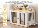 Furniture Style Dog Crate with 360&deg Rotating Feeder & 304 Stainless Steel Bowls, Double Locking 78153530