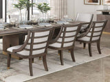 Modern Armchairs Set of 2 Brown Finish with Gold Tipping Upholstered Back Seat Wooden Dining B011P246317