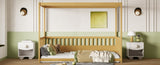 Twin Size Canopy Bed Frame with Guardrails for Kids,Floor Bed Twin with Four Poster Design,Kids W1858P252839