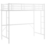 ZUN Twin Size Metal Loft Bed with Safety Guardrails & 2 Built-in Ladders, Loft Bunk Bed Frame for Teens 83520280