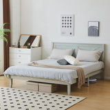 Queen Size Solid Wood Platform Bed Frame with Headboard Gray Wash 68164226