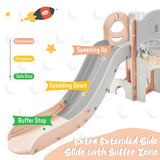 ZUN Kids Slide Playset Structure 9 in 1, Spaceship Set with Slide, Arch Tunnel, Ring Toss, Drawing 36546429