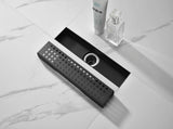 12 Inch Linear Shower Drain with Removable Square Patterned Grate, 304 Stainless Steel with Hair 44188457