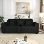 ZUN Black, Velvet cloth Modern Indoor Sofa With Three Pillows, 93.50"*35.23"*30.70" 57782295