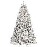 5FT Flocked Christmas Tree with 300 UL Lights and 27 Natural Pine Cones Snowy PVC Tips, 600 Tips, T3637P339740