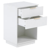 White P2 Density Board Wavy Pattern Drawer Front Two-Drawer Bedside Cabinet 42239066