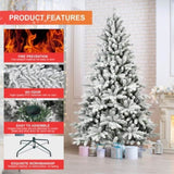 ZUN 7FT PE & PVC Flocked Artificial Christmas ,With 1514 branch tips and metal stand,Foldable Fake W1773P199060