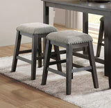 Wire-Brushed Gray Finish Set of 2 Counter Height Barstool Gray Chenille Upholstery Seat Nailhead B011P178966