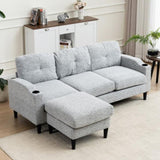 Convertible Combination Sofa Sofa L-Shaped Sofa with Footstools with Storage, WhiteBlack Sofa for W2012P253014