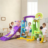 ZUN 6-in-1 Kids Portable Slide Rocking Horse Toy with Basketball Hoop and Ring Toss 94768456