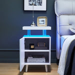 ZUN LED Nightstand LED Bedside Table End Tables Living Room with 4 Acrylic Columns, Bedside Table with W2178133344