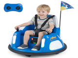 Blue 5-Point Seat Belt Kids Bumper Car with Flashing Lights & Music, Safe 0.7-1.2 MPH Ride-On Toy 49850599