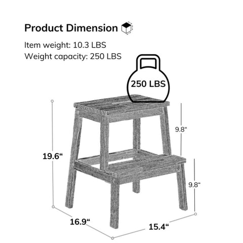 ZUN Acacia Wood Two Steps Stool Small Size Rectangle Top Best Ideas Kitchen Living Room End Tables 22119153