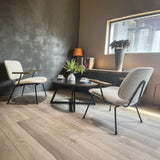 Round Coffee Table Wood Grain and Black Metal W2221P190907