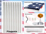 Flag Pole Kit for Outside House in Ground, 30FT Sectional Aluminum Extra Thick Flagpole, 5x3 US 40319119