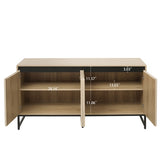 ZUN Carved 4 Door Sideboard with LED, Buffet Cabinet Storage Cabinet Modern Coffee Bar Cabinet With W688P194060