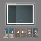 ZUN 36" X 28" LED Vanity Mirror with Dimmable Touch & Wall Switch Control, Anti-Fog, CRI 90, Adjustable W1920P199511