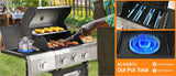 Propane Grill 3 Burner Barbecue Grill Stainless Steel Gas Grill with Side Burner and Cover for W1650P205086