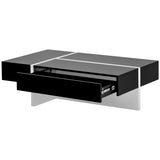 ON-TREND Contemporary Rectangle Design Living Room Furniture, Modern High Gloss Surface Cocktail WF292142AAB