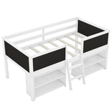 ZUN Twin Size Low Loft Bed with Two Movable Shelves and Ladder,with Decorative Guardrail 20211914