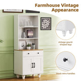 ON-TREND Farmhouse Storage with 4 Solid Wood Gourd-Shaped Legs, Modern Kitchen Pantry N721P205790K